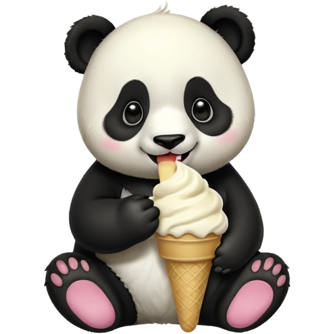 Panda eating ice cream emoji