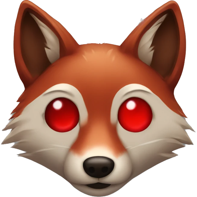 dark red fox face with tiny red heart instead of eyes emoji