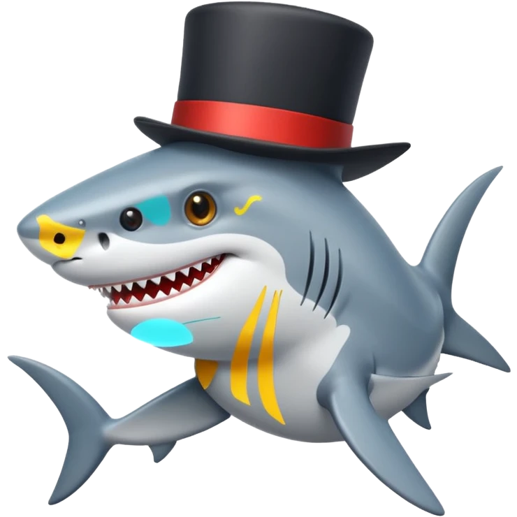 Shark with a top hat emoji