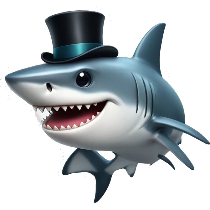 Shark with a top hat emoji