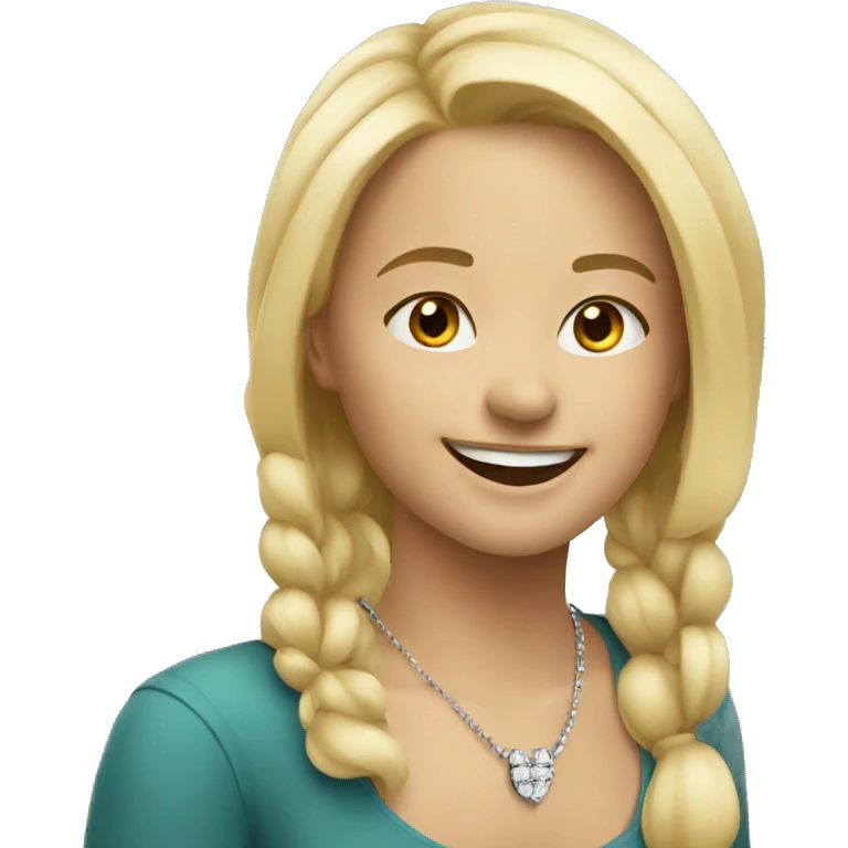 smiling blonde girl with necklace emoji