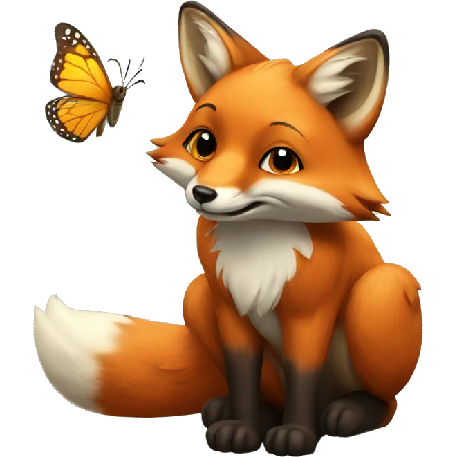 Fox and butterfly emoji