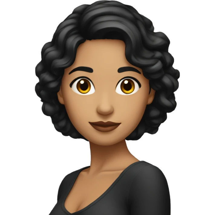 Mujer morena cabello negro contenta emoji