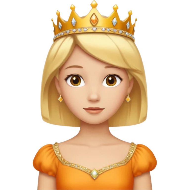 Princess in orange yellow Dress with gold Tiara, short Blonde Hair emoji