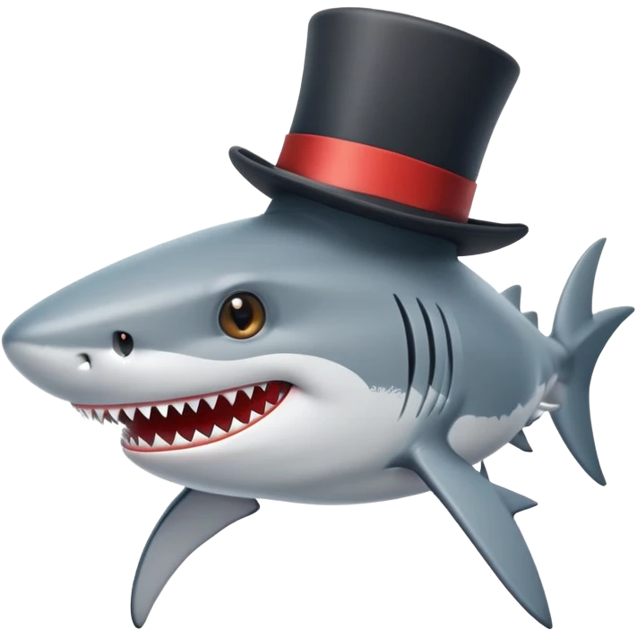 Shark with a top hat emoji