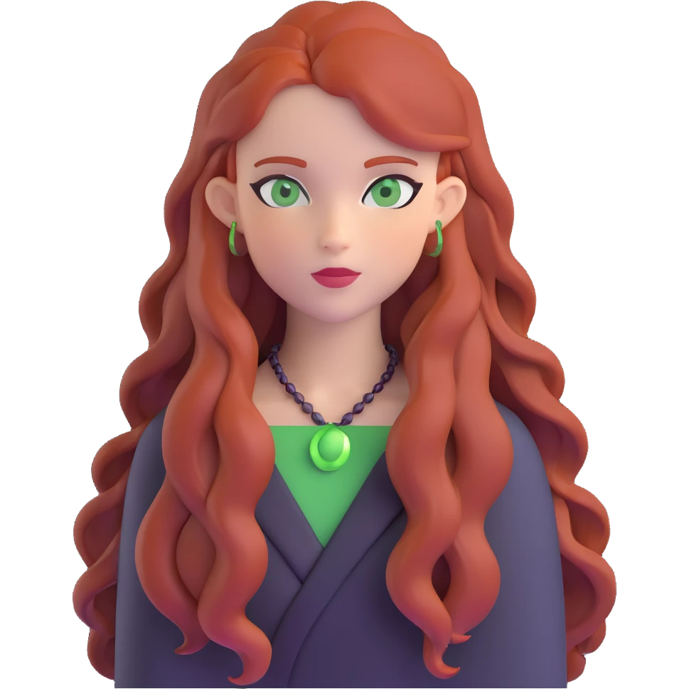 redhead with long hair and green eyes emoji