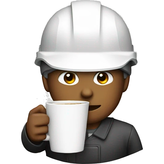  white engineer with helmet holds coffee emoji