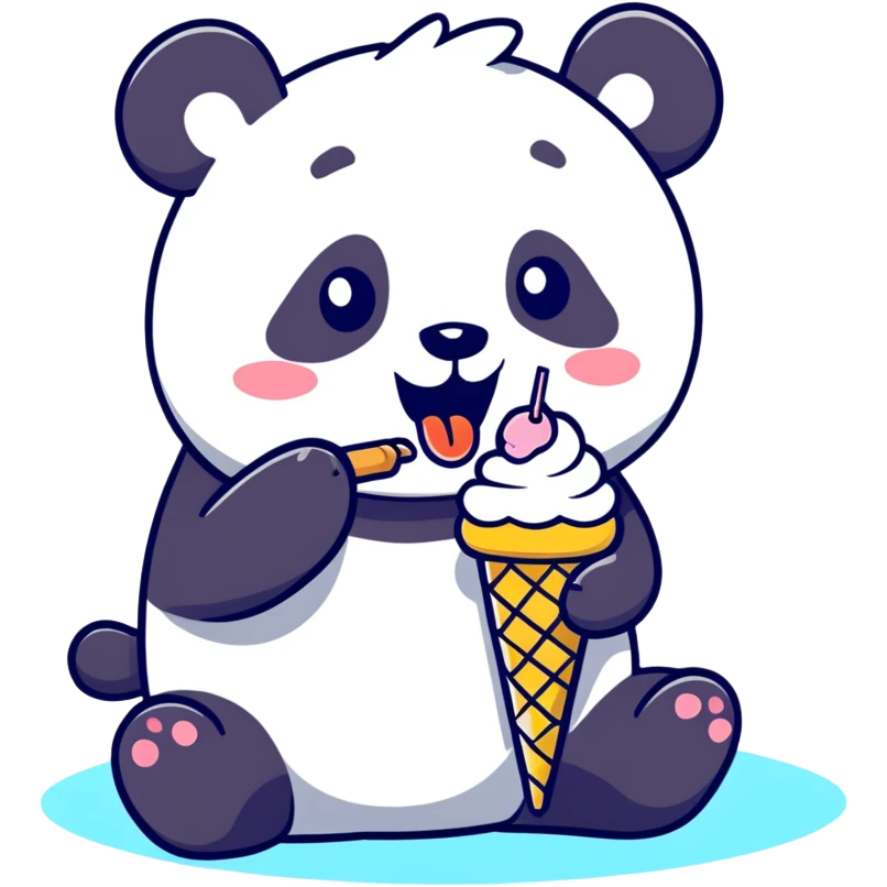 Panda eating ice cream emoji