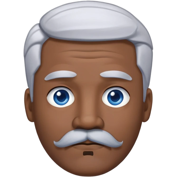 "- Nam
- 40 tuổi
- Da đen
- Tóc bạc
- Mắt xanh nước biển, có ria
- Mặt buồn
" emoji