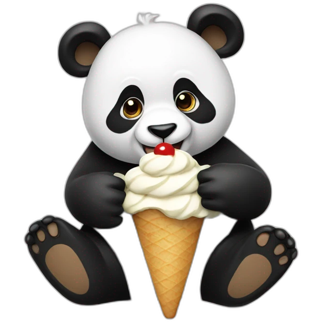 Panda eating icecream emoji