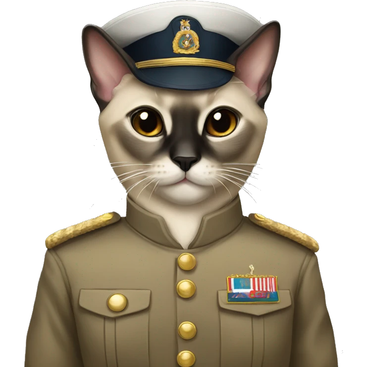 Siamese cat in military uniform emoji