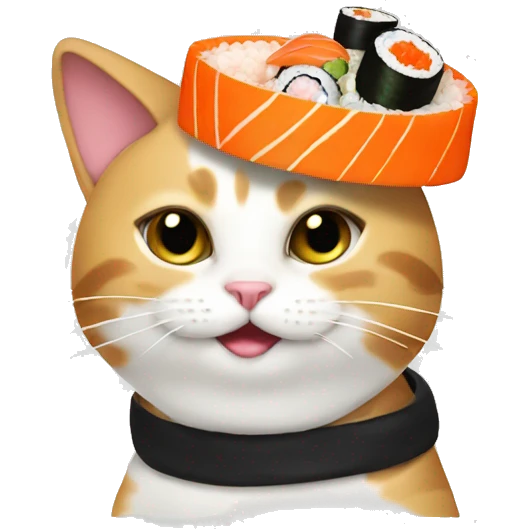 cat wearing sushi as a hat emoji