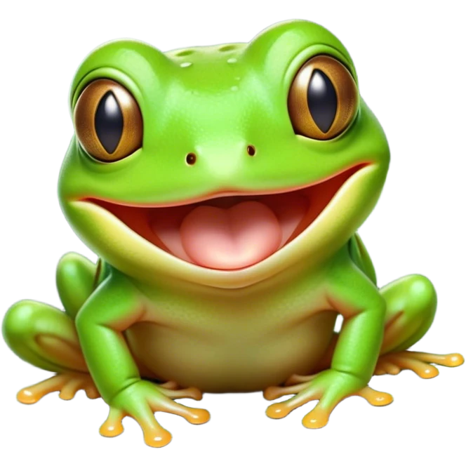 Cinematic Cute Yawning Green Tree Frog Portrait Emoji, Head tilted slightly with a dramatic, wide-open yawn, showcasing a compact, vivid green body with gently drooping eyelids and half-closed, drowsy eyes, Simplified yet irresistibly adorable features, highly detailed, glowing with a soft, cozy jungle glow, high shine, relaxed yet expressive, stylized with a dash of whimsical amphibian charm, soft glowing outline, capturing the essence of a drowsy yet affectionate green tree frog that appears ready to stretch out for a nap! emoji
