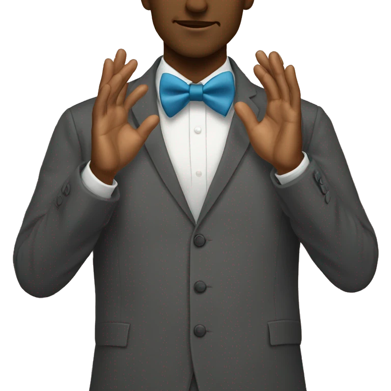 Adjusting bow tie with hands  emoji