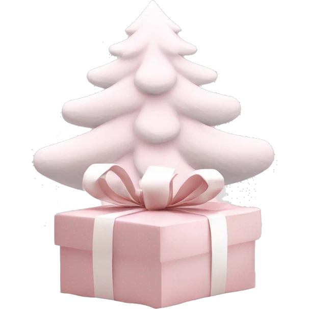 Light pink Christmas gifts under a white Christmas tree  emoji