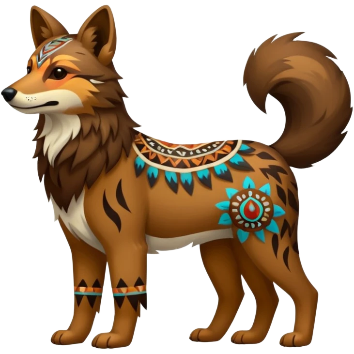 Shamanic Tribal Colorful Patterned Marked Wild Feral Natural Realistic Canine (full body) emoji