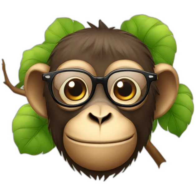 Monkey with glasses on tree emoji