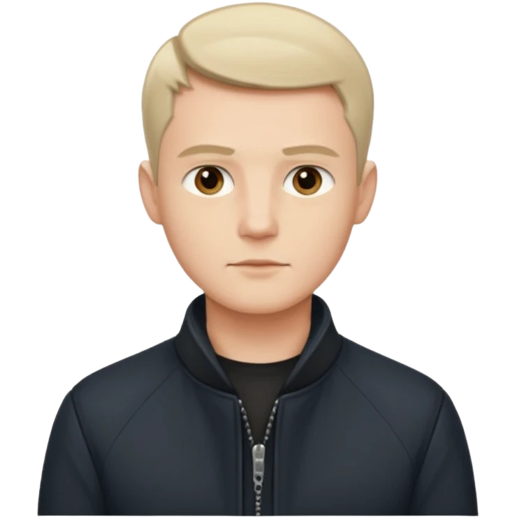 Мужчина с короткой классической стрижкой и выраженными чертами лица, нейтральная поза, тёмный пиджак или кардиган, ощущение надёжности. emoji