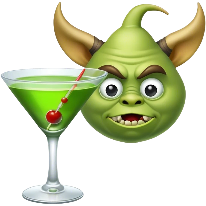 a green martini with ogre ears.  emoji