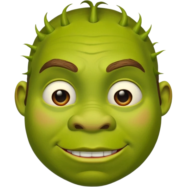 Shrek emoji face showing a 🤨 emoji