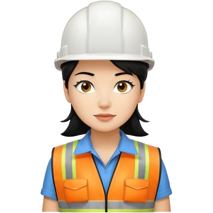 Constructora mujer con casco blanco y pelo negro  emoji