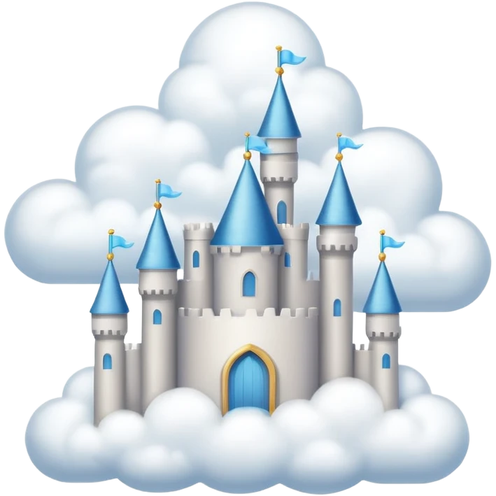 Cloud Castle – White castle resting on fluffy clouds emoji