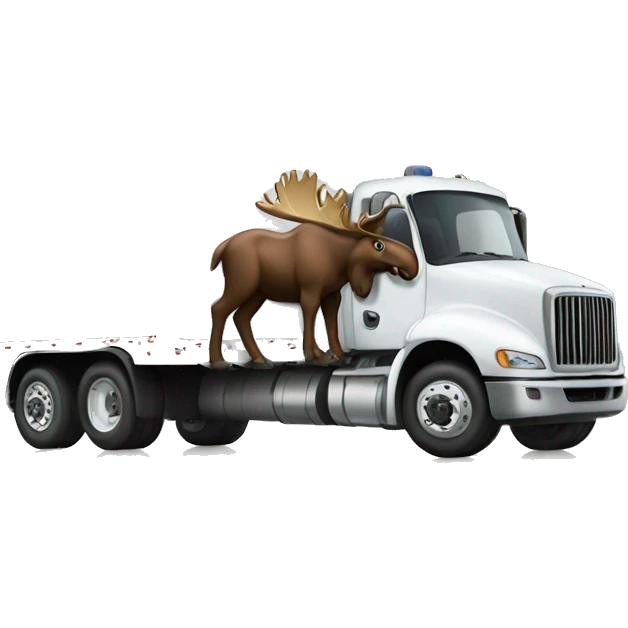Funny moose driving an 18 wheeler emoji