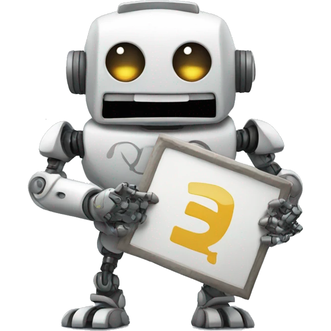 ROBO HOLDING A SIGN WRITTEN NUMBER TWO emoji