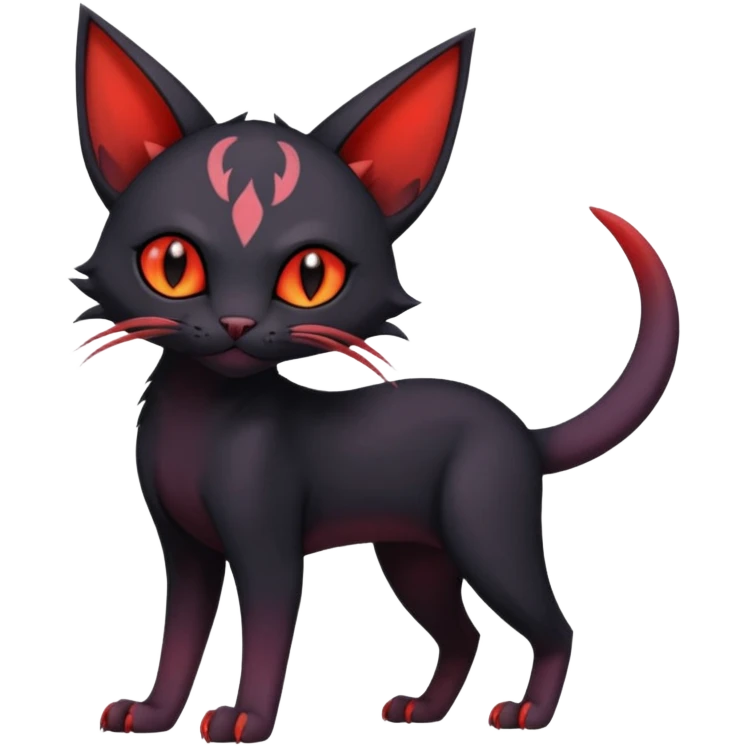 Black edgy Noibat-Purloin-Torracat-Sphynx-Lykoi-Caracal-cat-Fakemon-fusion-hybrid-creature emoji
