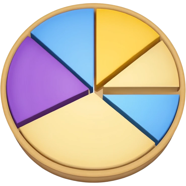 A pie chart with purple, yellow and blue colors only emoji