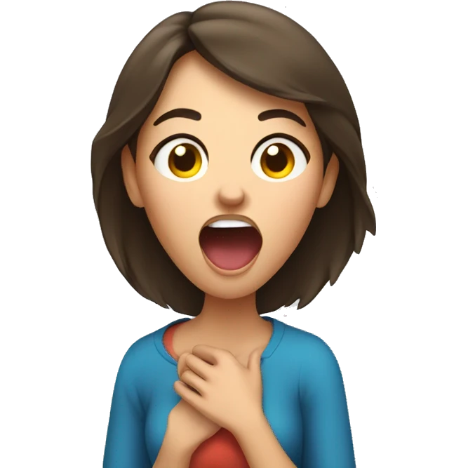 Brunette girl yawning and stretching  emoji