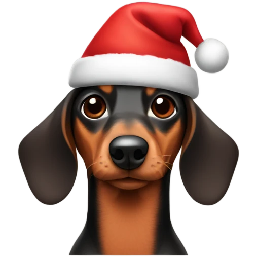 Sausage dog wearing a Christmas hat emoji