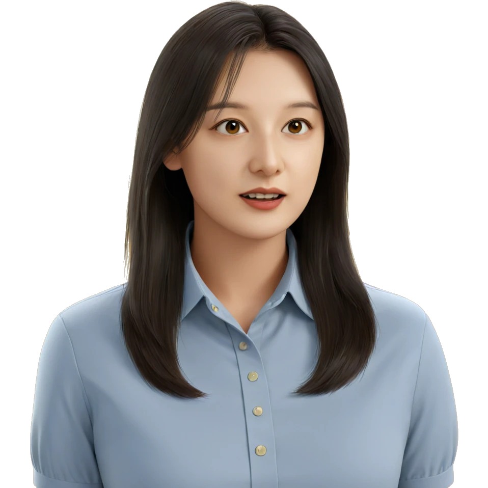 realistic girl in collared shirt emoji