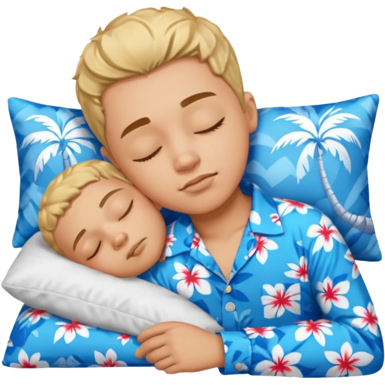 One Boy wearing blue Hawaiian shirt sleeping emoji