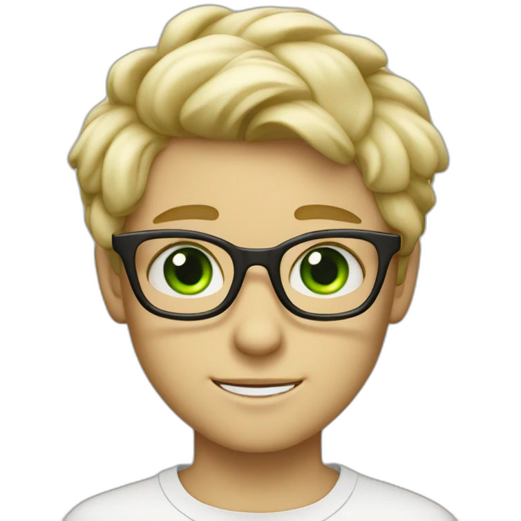 Blondie Boy with glasses and green eyes blink emoji