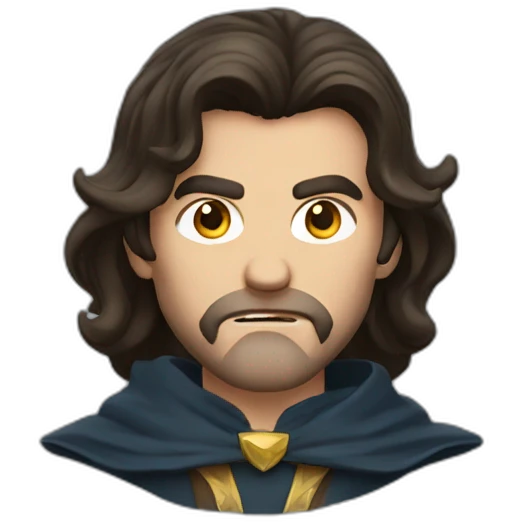 Brunette man with medium hair as wizard angry emoji