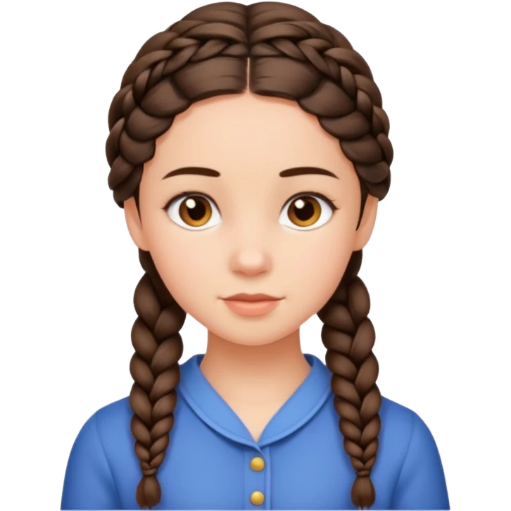 brunet kid girl young with braid emoji