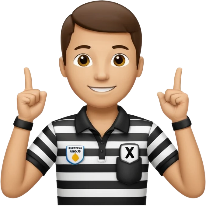 referee with raised arms crossed like an X emoji