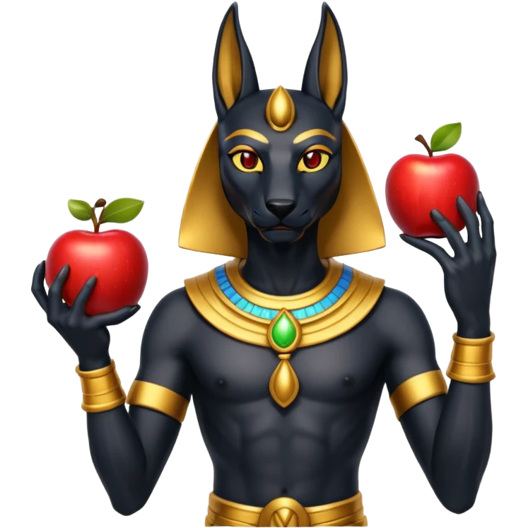 anubis god with an apple emoji