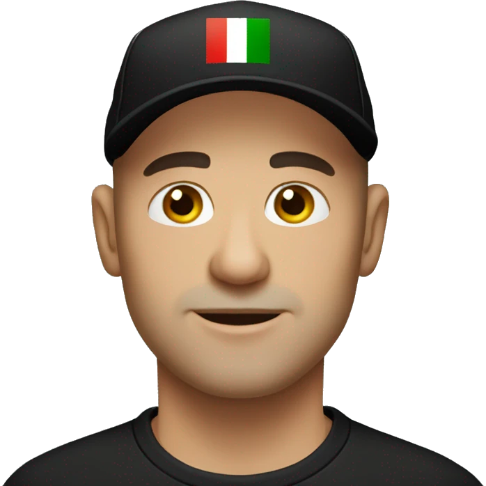 Bald Italian man with black cap and black t-shirt  emoji