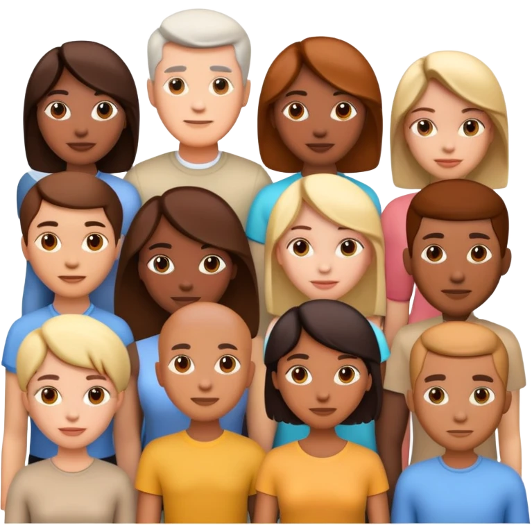 generate realistic detailed group of people 3d style emoji