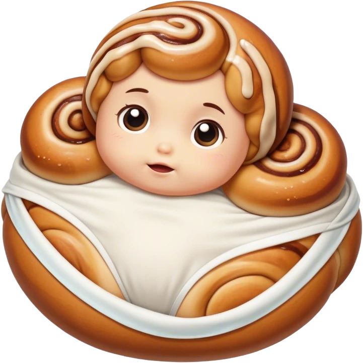 Cinnamon bun that looks like baby wearing diaper emoji