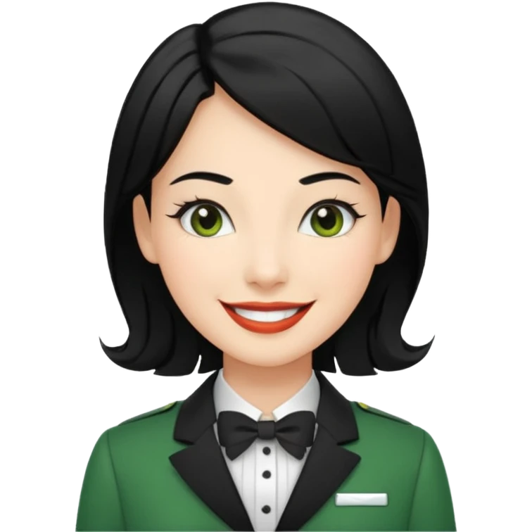 Lady hotel butler with green uniform black hair  emoji