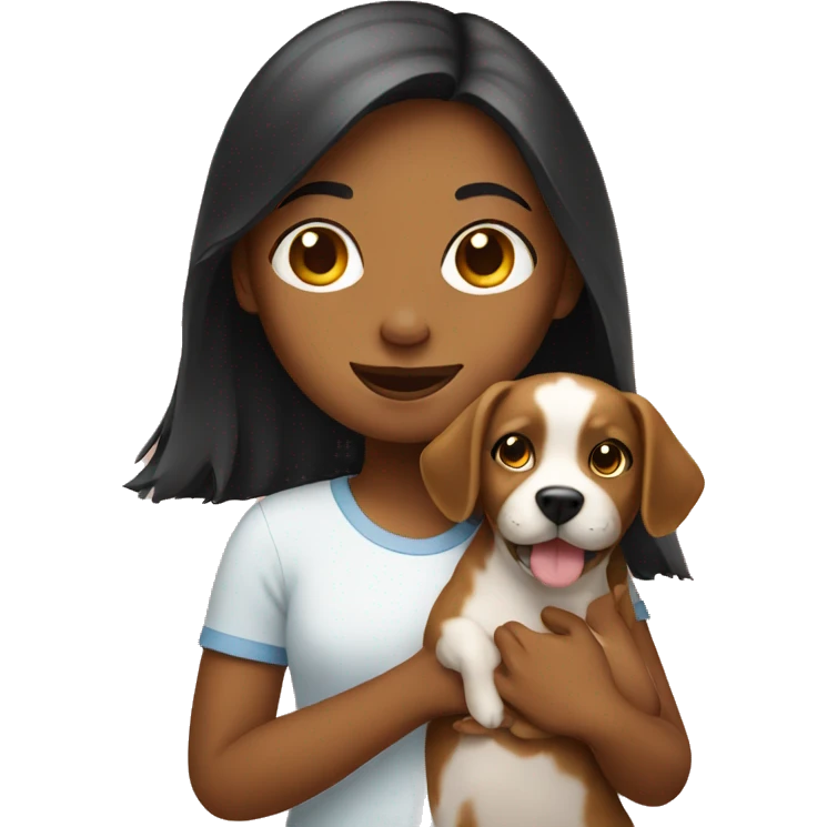 girl holding dog emoji
