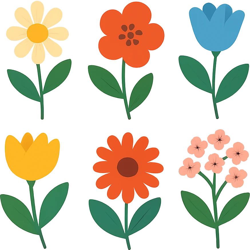 flat design style flowers emoji