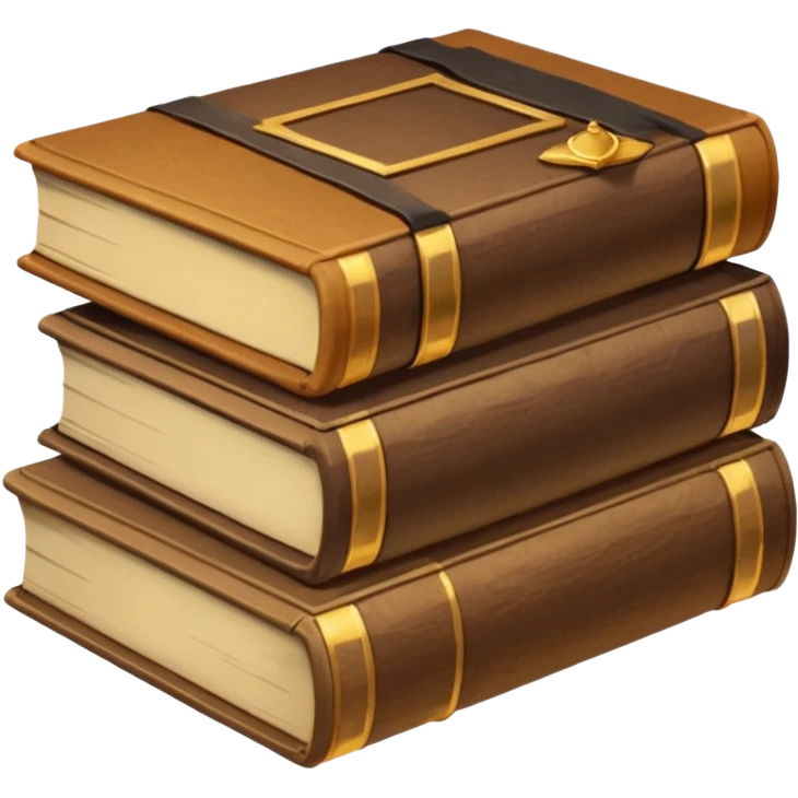 стопка книг коричневых оттенков с золотыми элементами. лежат друг на друге все закрытые. 3 штуки. 

 emoji