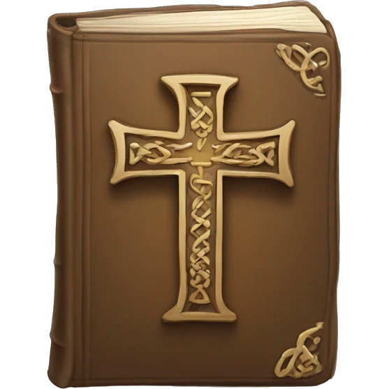 bible with a cross in the middle and 2, 3 lined curves abov emoji