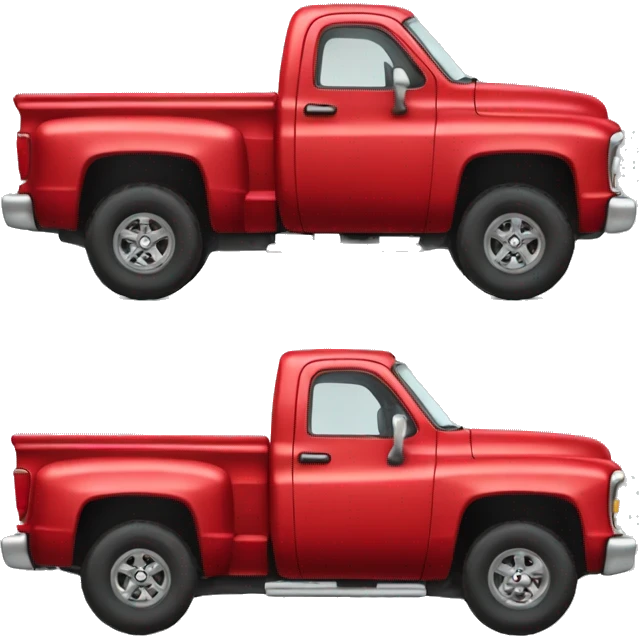 Red Chevy truck with big tires emoji