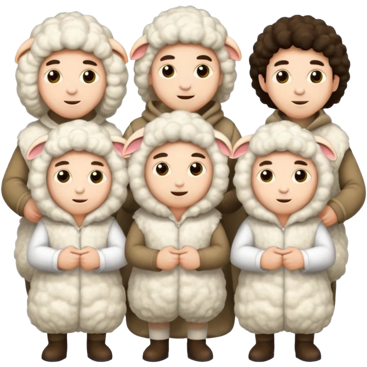 Quero 5 pessoas vestidas de ovelhas emoji