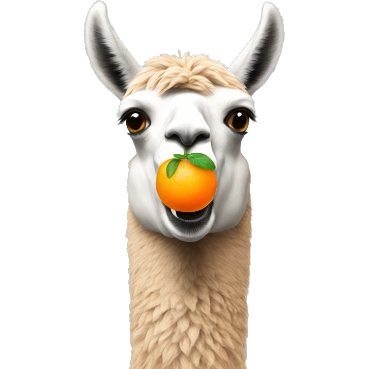 llama eating an orange emoji